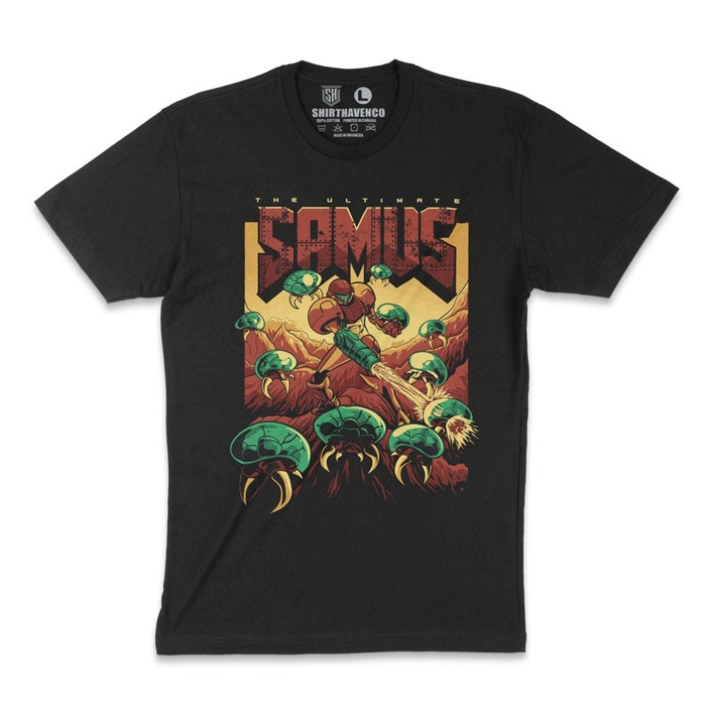 Gaming Retro Arcade - 00012760#A-Samus Aran Metroid Tshirt | Classic